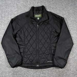 Eddie Bauer Jacket Women's Quilted Black Full Zip Lightweight Pockets Size L